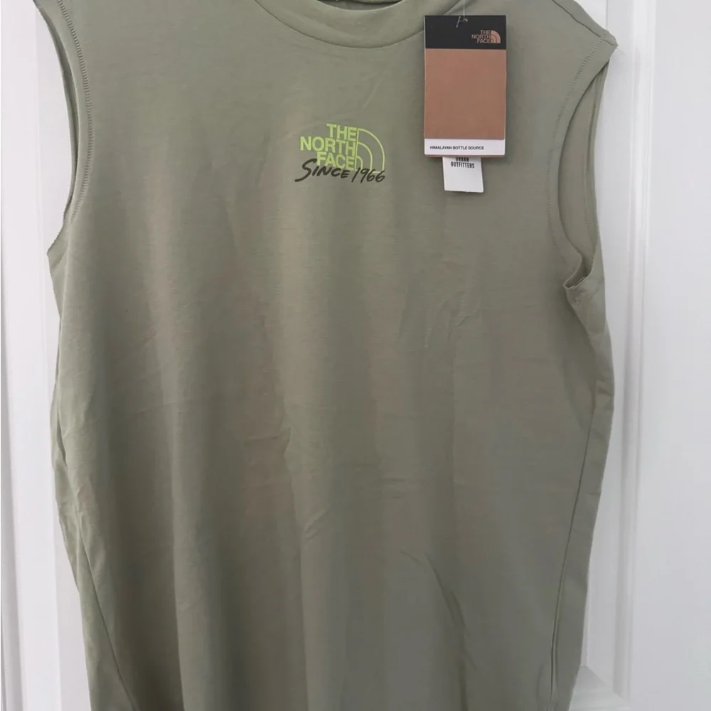 The North Face Men's Tank Top in Olive Green with Neon Logo
